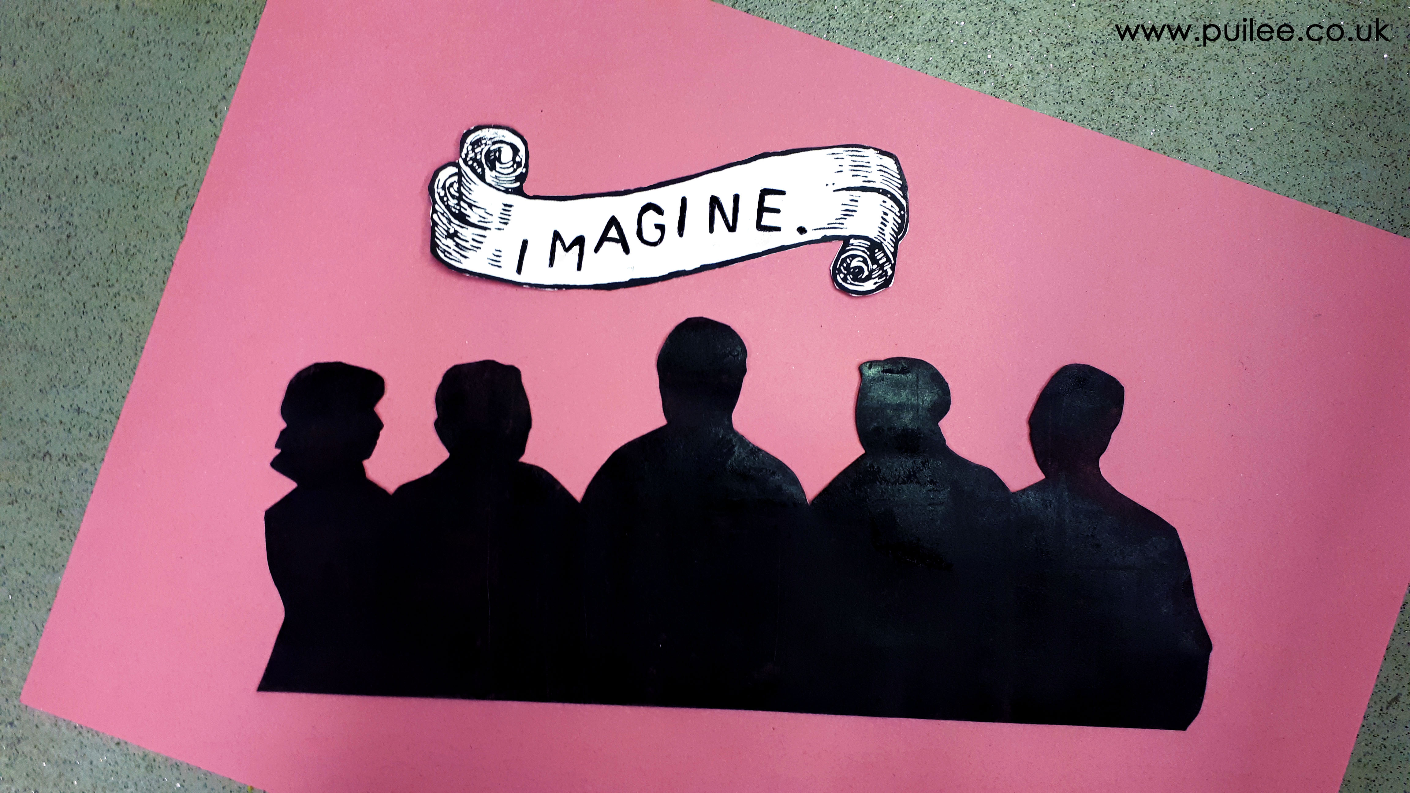Imagine (2019) screenprint (made with hand-cut stencils) onto paper - Artist Pui Lee